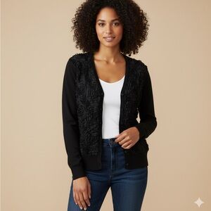 Beautiful‎ Black Textured Cardigan